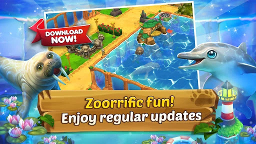 Zoo 2: Animal Park screenshot: zookeeper feeding an animal in its habitat
